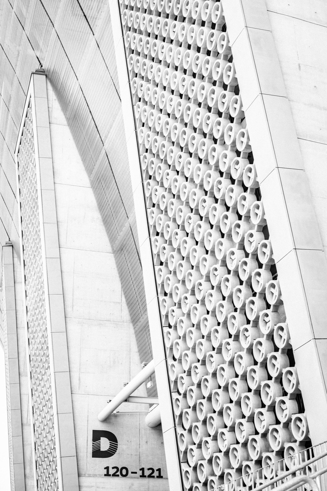 Concrete facade in hard light, Budapest